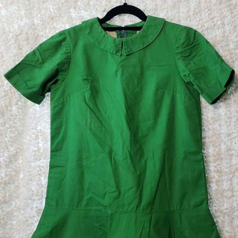 Retro Peter pan collar green dress charlie brown medium (as is)